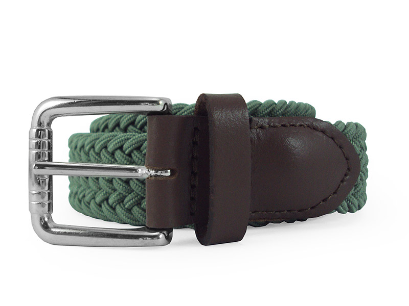 Cinturón elástico 24106 verde/marrón fabricado en piel y gomas.